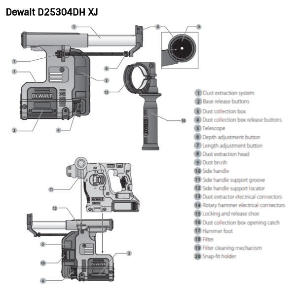 Dewalt hammer drill online dust extractor